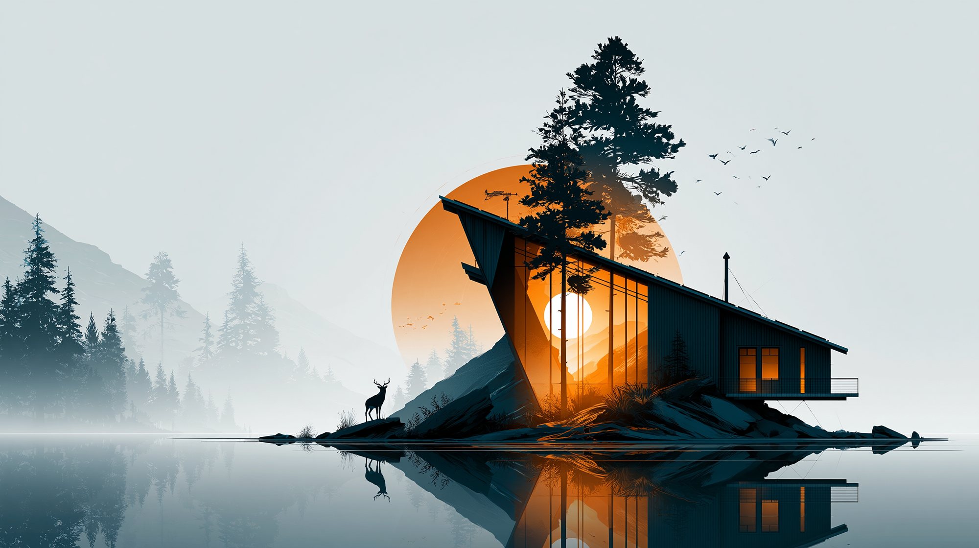Modern Pacific Northwest home, illustration